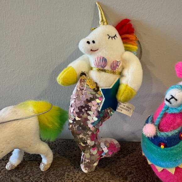 BUNDLE | 3 ornaments | Llama, Unicorn, Mermicorn - Picture 3 of 4